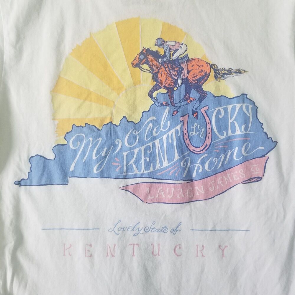 Lauren James Lovely State Tshirt Womens White Small My Old KENTUCKY Home Horse